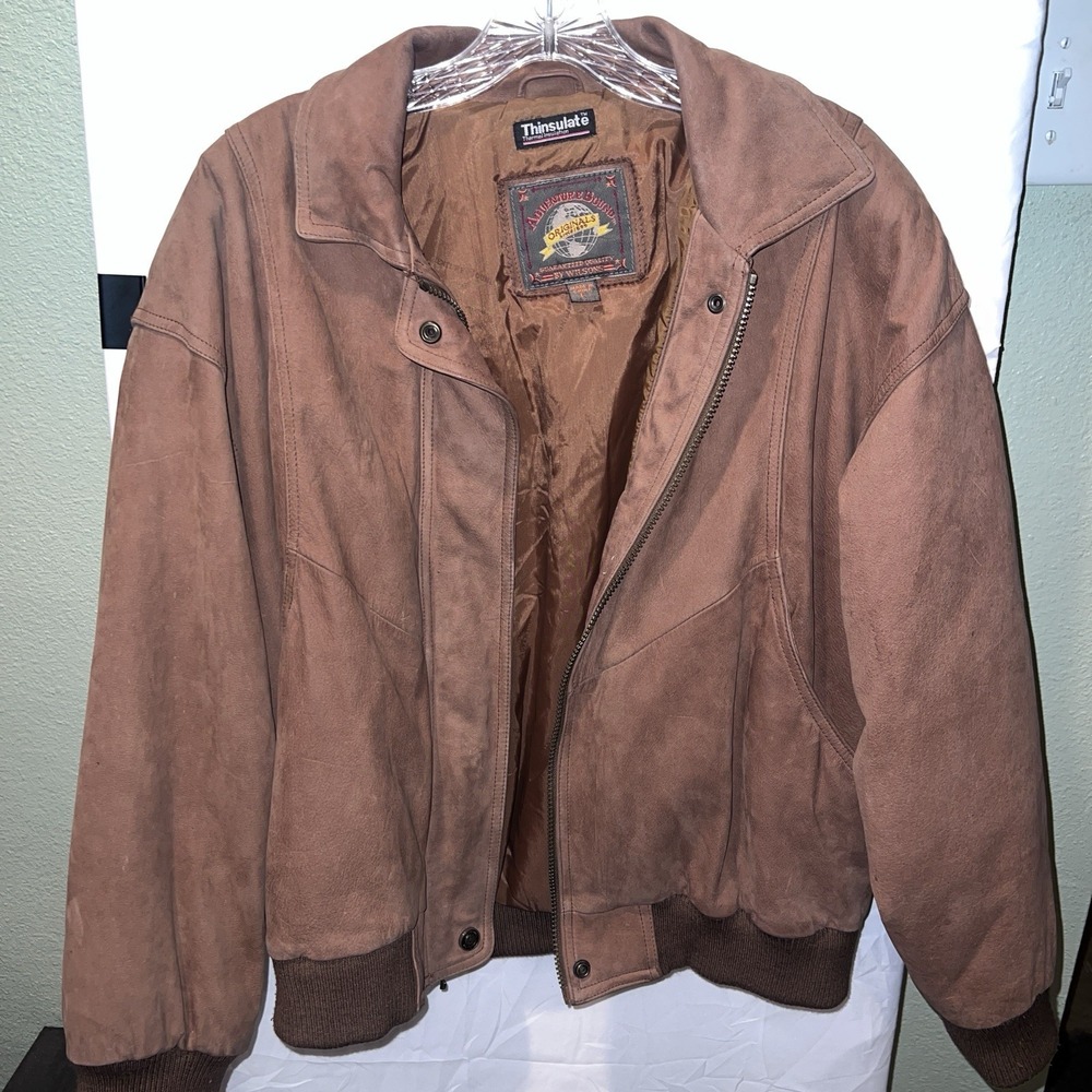 VTG Wilsons Leather Suede Adventure Bound Brown Bomber Jacket Men's Large